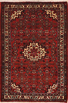 Persian Hossein Abad Red Rectangle 3x5 ft Wool Carpet 11385