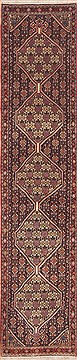 Persian Sanandaj Green Runner 6 to 9 ft Wool Carpet 11448