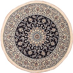 Nain White Round Hand Knotted 6'0" X 6'0"  Area Rug 100-11519