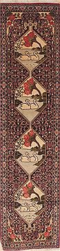 Persian Sanandaj Green Runner 6 to 9 ft Wool Carpet 11543