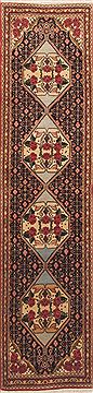 Persian Sanandaj Red Runner 6 to 9 ft Wool Carpet 11579