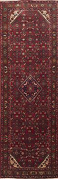 Hamedan Red Runner Hand Knotted 3'1" X 9'6"  Area Rug 100-11604