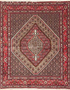 Sanandaj Red Hand Knotted 4'0" X 5'1"  Area Rug 100-11756