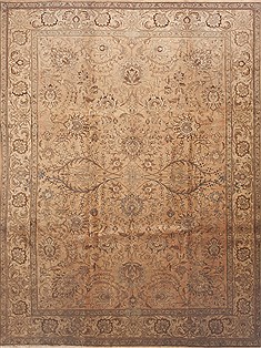 Tabriz Beige Hand Knotted 9'6" X 12'8"  Area Rug 100-11803