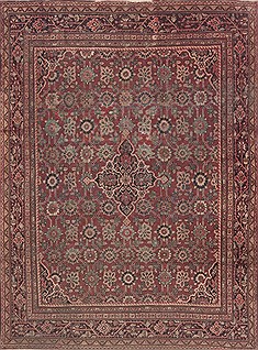 Persian Moshk Abad Red Rectangle 8x11 ft Wool Carpet 11816