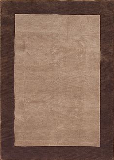Indian Indo-Nepal Brown Rectangle 7x10 ft Wool Carpet 11838