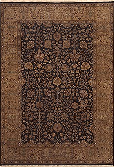 Indian Indo-Nepal Black Rectangle 6x9 ft Wool Carpet 11859