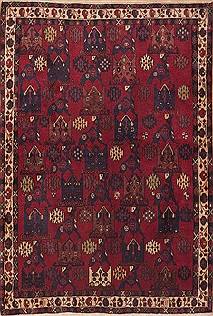 Sirjan Red Hand Knotted 5'0" X 7'8"  Area Rug 100-11886