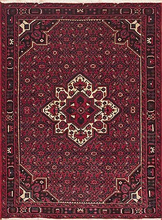 Persian Hossein Abad Red Rectangle 5x7 ft Wool Carpet 11925