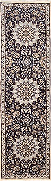 Nain Blue Runner Hand Knotted 2'6" X 9'6"  Area Rug 100-11974