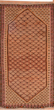 Afghan Kilim Brown Runner 6 to 9 ft Wool Carpet 110025