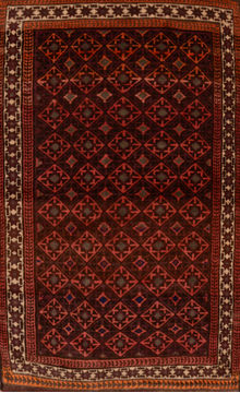 Baluch Purple Hand Knotted 3'5" X 5'2"  Area Rug 100-110063