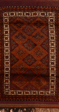 Afghan Baluch Brown Rectangle 3x5 ft Wool Carpet 110066