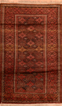 Baluch Brown Hand Knotted 3'5" X 5'7"  Area Rug 100-110107