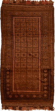 Baluch Brown Hand Knotted 3'10" X 7'0"  Area Rug 100-110122