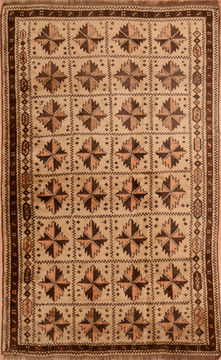 Afghan Baluch Beige Rectangle 5x7 ft Wool Carpet 110171