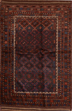 Afghan Baluch Brown Rectangle 5x8 ft Wool Carpet 110185
