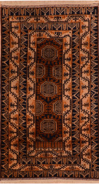 Afghan Baluch Brown Rectangle 4x6 ft Wool Carpet 110189