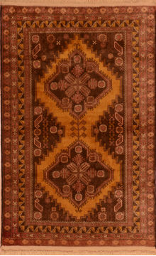 Baluch Yellow Hand Knotted 3'4" X 5'4"  Area Rug 100-110194