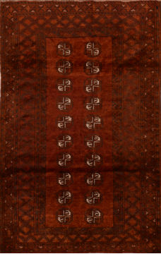 Afghan Baluch Brown Rectangle 4x6 ft Wool Carpet 110222