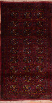 Baluch Red Runner Hand Knotted 3'4" X 6'7"  Area Rug 100-110250