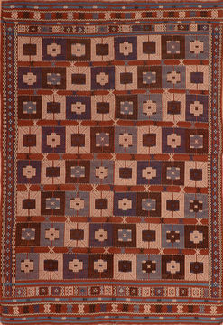 Afghan Kilim Red Rectangle 5x7 ft Wool Carpet 110266