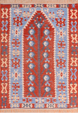 Kilim Red Flat Woven 4'11" X 5'9"  Area Rug 100-110283