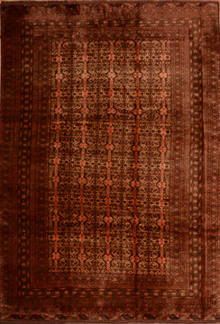 Afghan Khan Mohammadi Brown Rectangle 9x13 ft Wool Carpet 110291