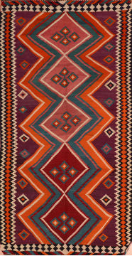 Afghan Kilim Red Runner 10 to 12 ft Wool Carpet 110418
