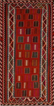 Afghan Kilim Red Rectangle 6x9 ft Wool Carpet 110455