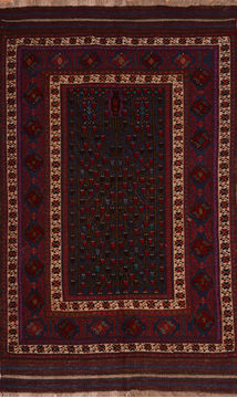 Afghan Kilim Blue Rectangle 5x8 ft Wool Carpet 110463
