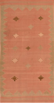 Afghan Kilim Beige Rectangle 6x9 ft Wool Carpet 110498
