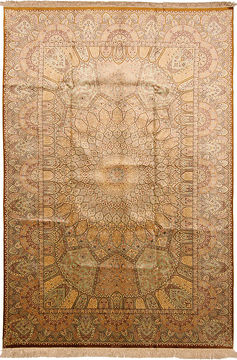 Persian Qum Yellow Rectangle 7x10 ft silk Carpet 110514
