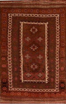 Afghan Kilim Red Rectangle 5x7 ft Wool Carpet 110517