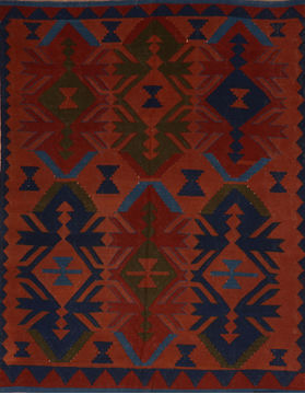 Pakistani Kilim Blue Square 7 to 8 ft Wool Carpet 110596