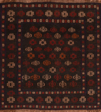 Afghan Kilim Blue Square 4 ft and Smaller Wool Carpet 110646