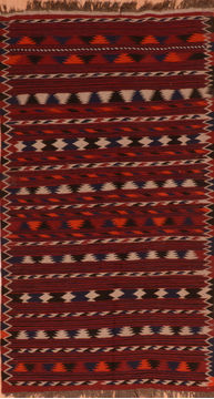 Afghan Kilim Red Rectangle 4x6 ft Wool Carpet 110687