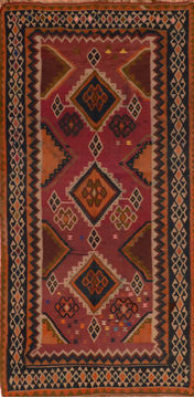 Afghan Kilim Red Rectangle 5x8 ft Wool Carpet 110692