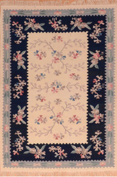Romania Kilim Beige Rectangle 3x5 ft Wool Carpet 110764