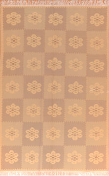 Romania Kilim Beige Rectangle 7x9 ft Wool Carpet 110765