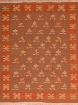Romania Kilim Beige Rectangle 8x10 ft Wool Carpet 110777