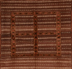 Afghan Kilim Brown Square 4 ft and Smaller Wool Carpet 110779