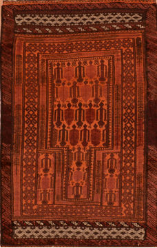 Afghan Kilim Brown Rectangle 4x6 ft Wool Carpet 110839