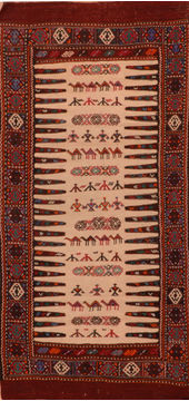 Kilim Red Flat Woven 2'7" X 5'9"  Area Rug 100-110843