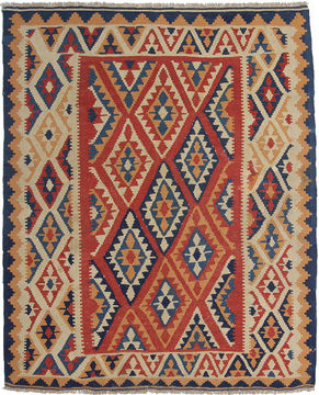Kilim Beige Hand Knotted 5'1" X 6'3"  Area Rug 254-110866