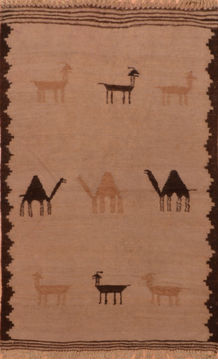 Afghan Kilim Beige Rectangle 3x4 ft Wool Carpet 110892