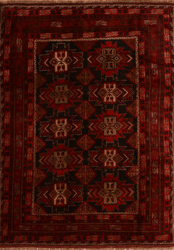 Afghan Khan Mohammadi Black Rectangle 7x10 ft Wool Carpet 110933