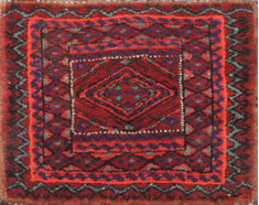 Turkman Red Square Hand Knotted 1'1" X 1'3"  Area Rug 100-110973