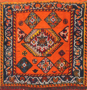 Afghan Baluch Orange Rectangle 1x2 ft Wool Carpet 111041