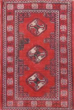 Afghan Baluch Red Rectangle 2x3 ft Wool Carpet 111076